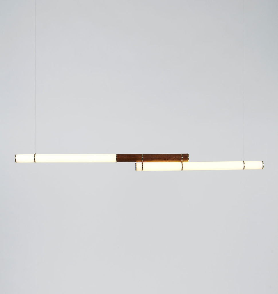 Double Pendant - 89 inches (Polished brass/Stained oak)