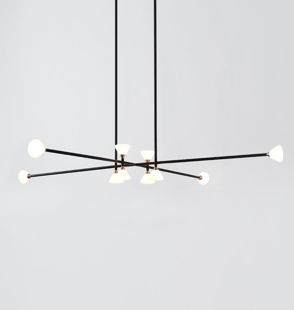 Chandelier - Horizontal - 10 Lights (Matte black/Brushed brass)