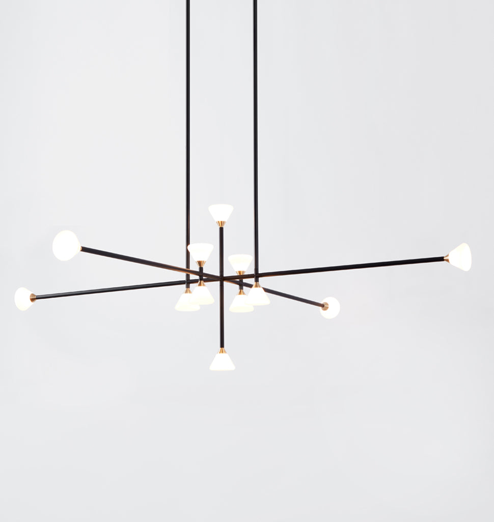 Chandelier - 12 Lights (Matte black/Brushed brass)