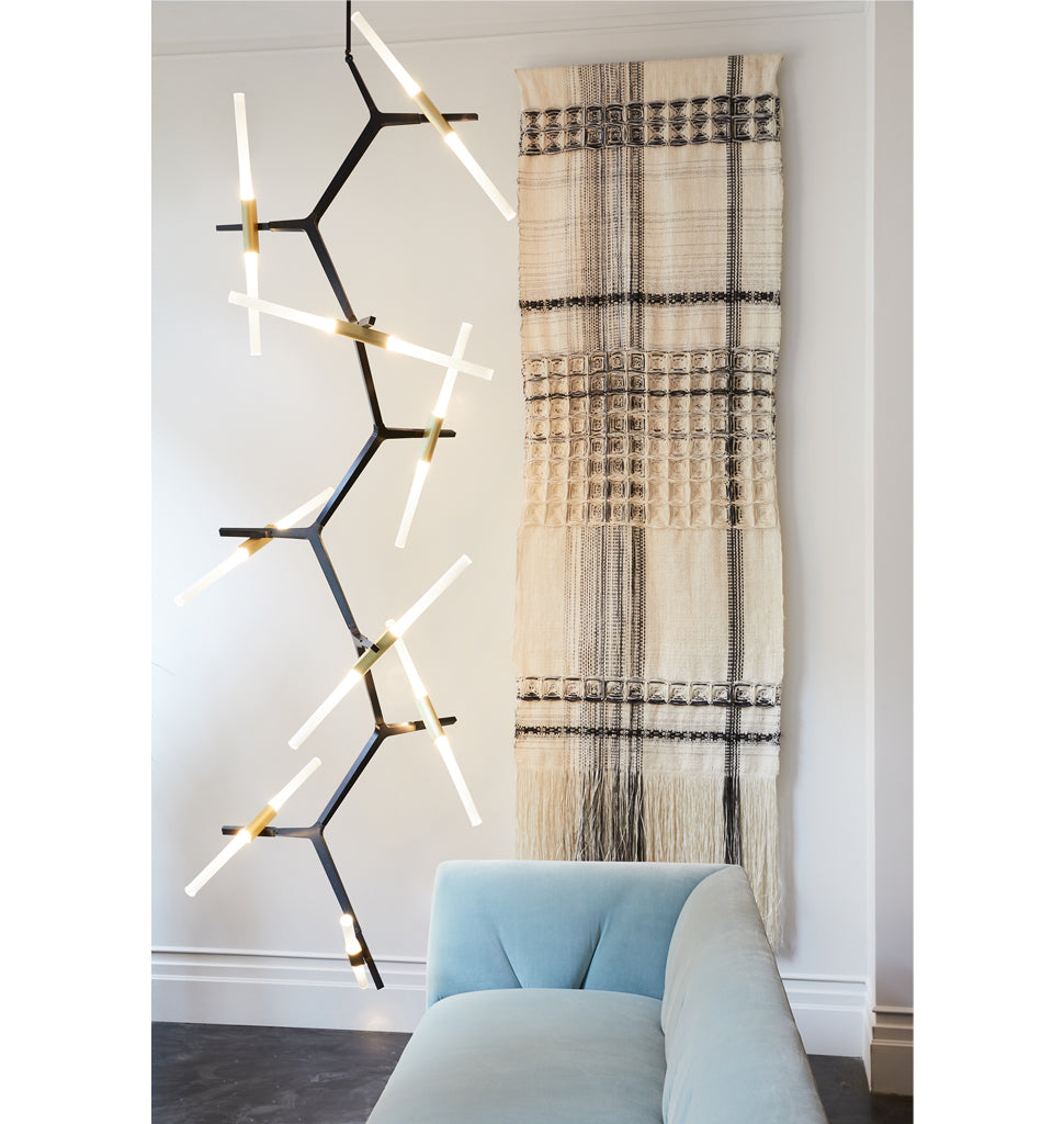 Cascade - 20 Lights (Custom finish/Straight-cut glass) — Roll & Hill Showroom, New York City. Image by Nicole Franzen