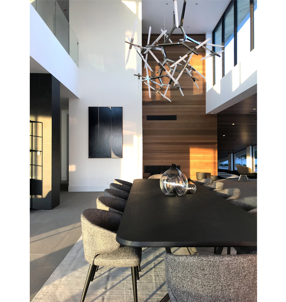 Custom configuration (Polished nickel/Straight-cut glass) — Boca Raton, Florida. Interior by The Up Studio