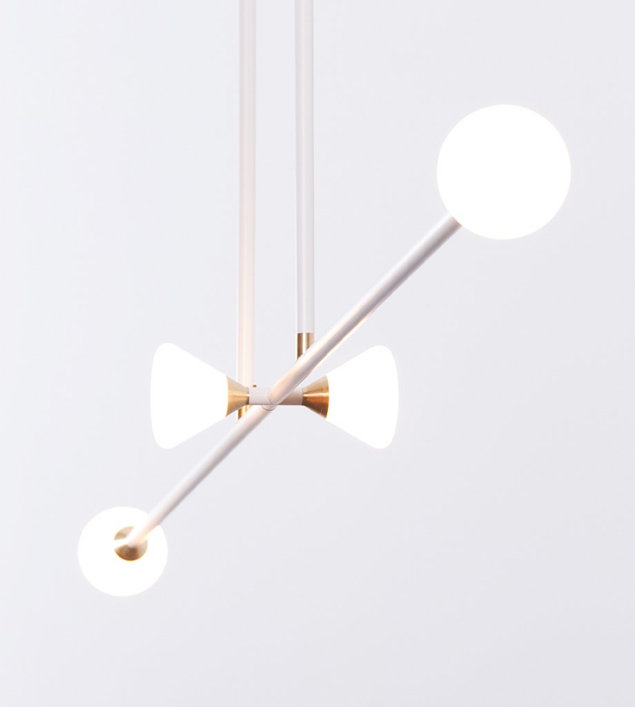 Chandelier - 4 Lights (Matte ivory/Brushed brass)