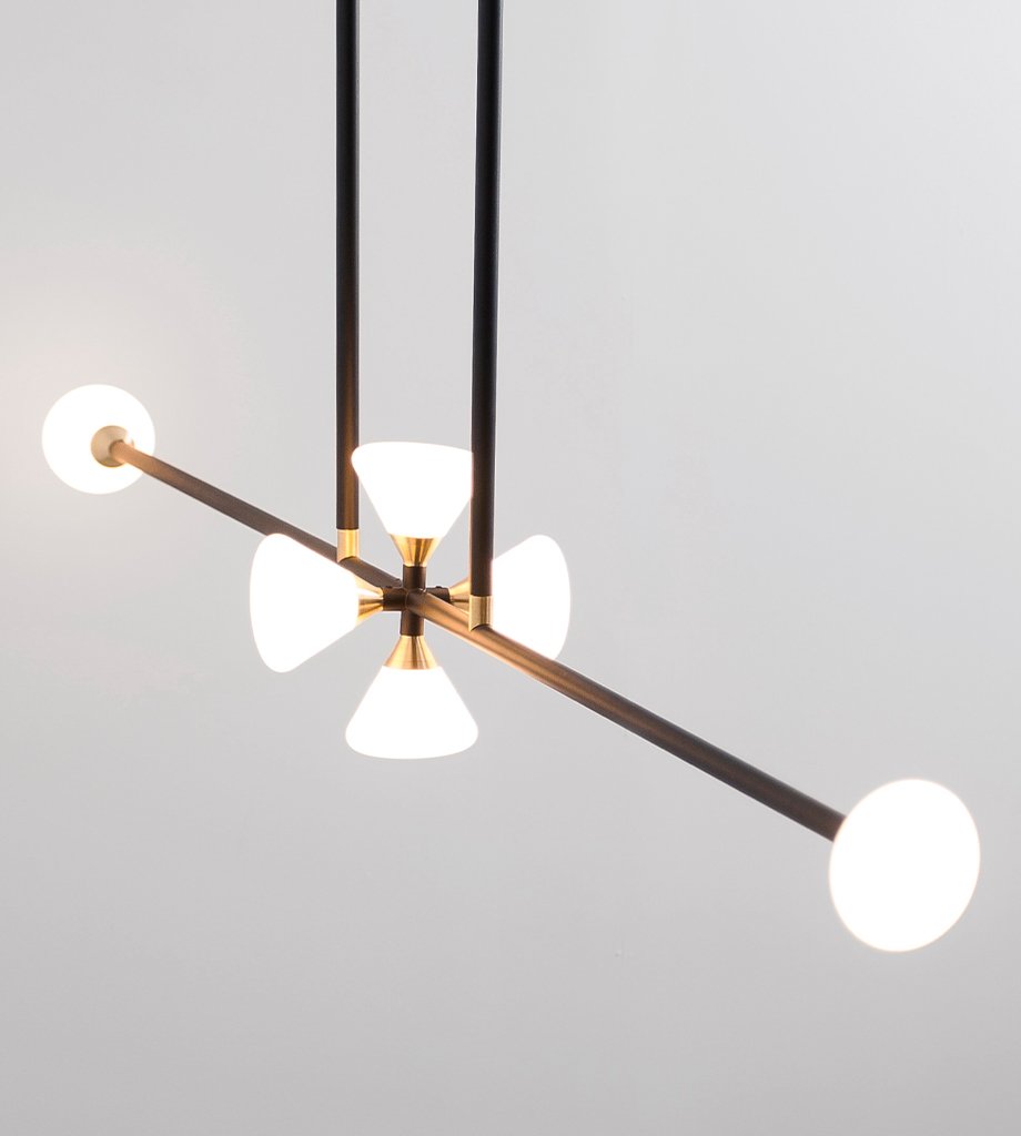 Chandelier - 6 Lights (Matte black/Brushed brass)