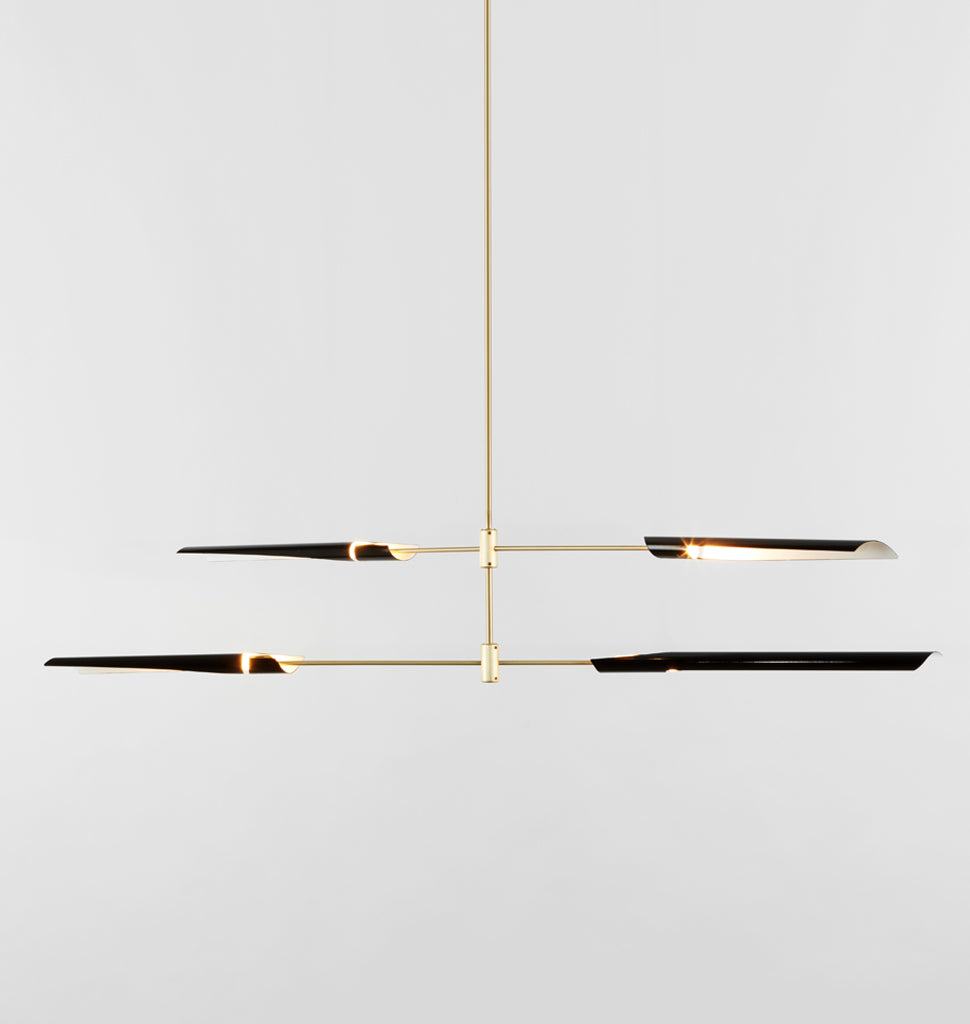 Chandelier 04 - Horizontal (Gloss black/Brushed brass)