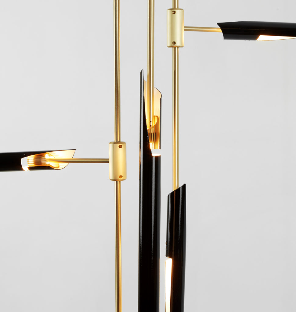 Chandelier 06 - Vertical (Gloss black/Brushed brass)