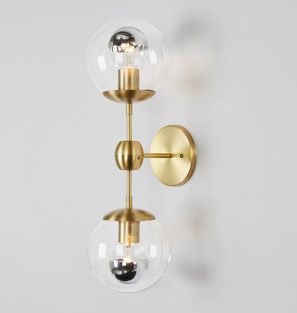 Sconce - 2 Globes (Brushed brass/Clear)