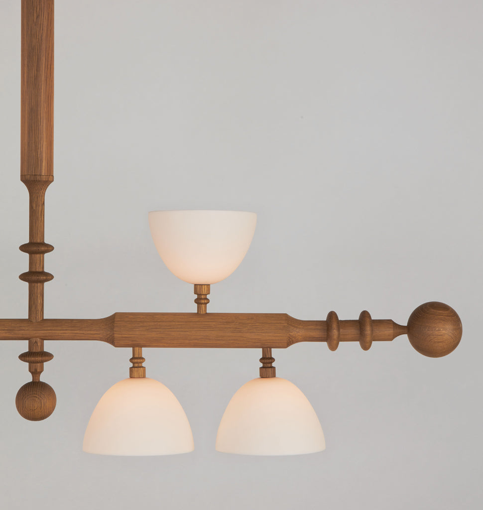 Two Arm Pendant (White oak/White bone china)