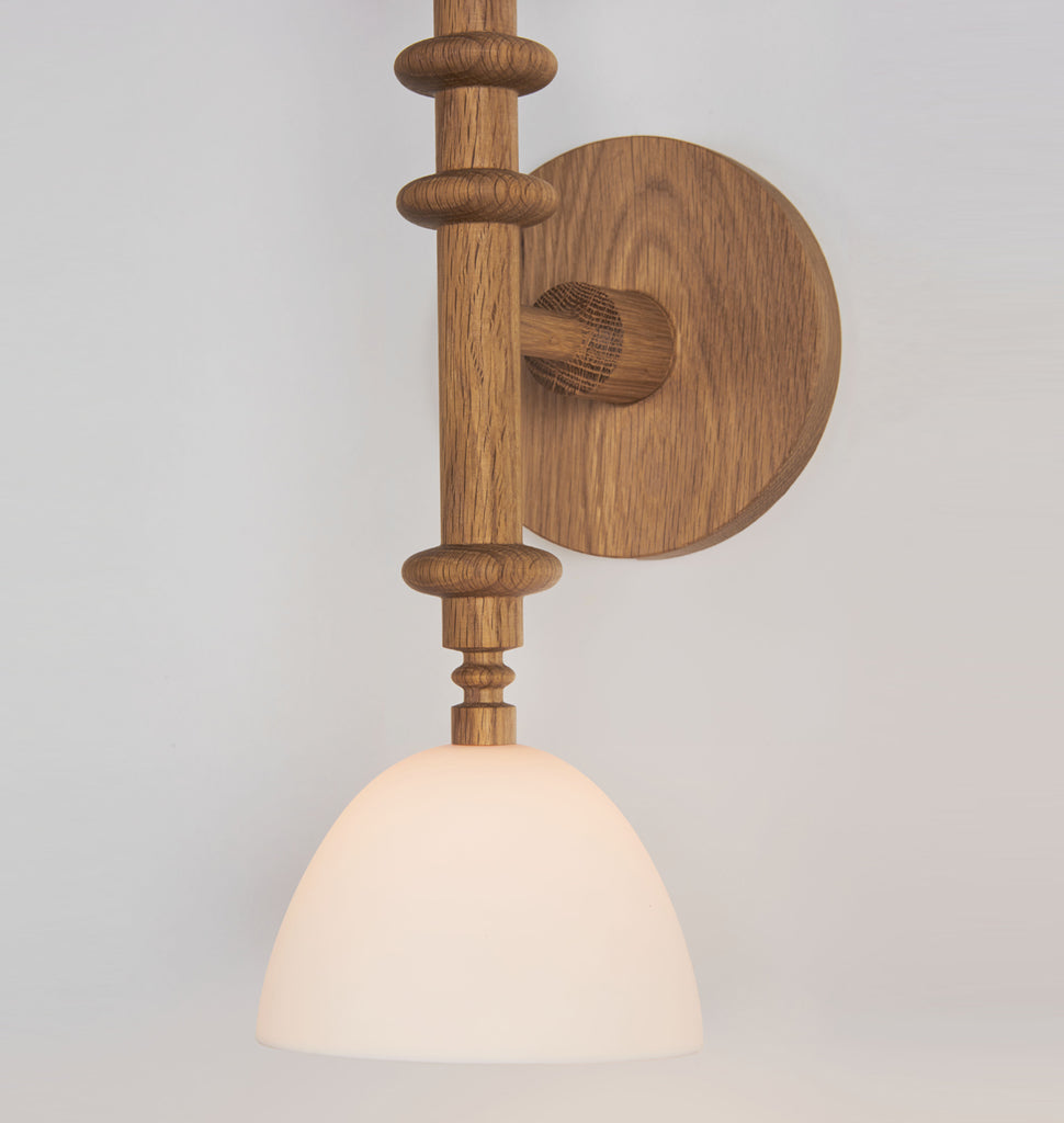 Single Arm Sconce (White oak/White bone china)