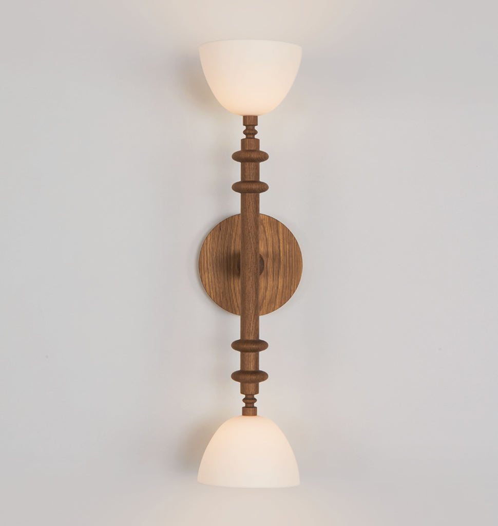 Double Arm Sconce (White oak/White bone china)