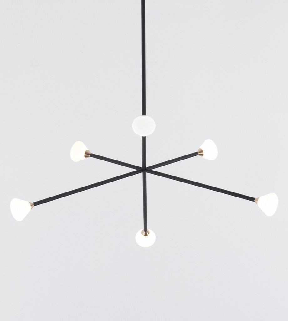 Chandelier - 6 Lights (Matte black/Brushed brass)