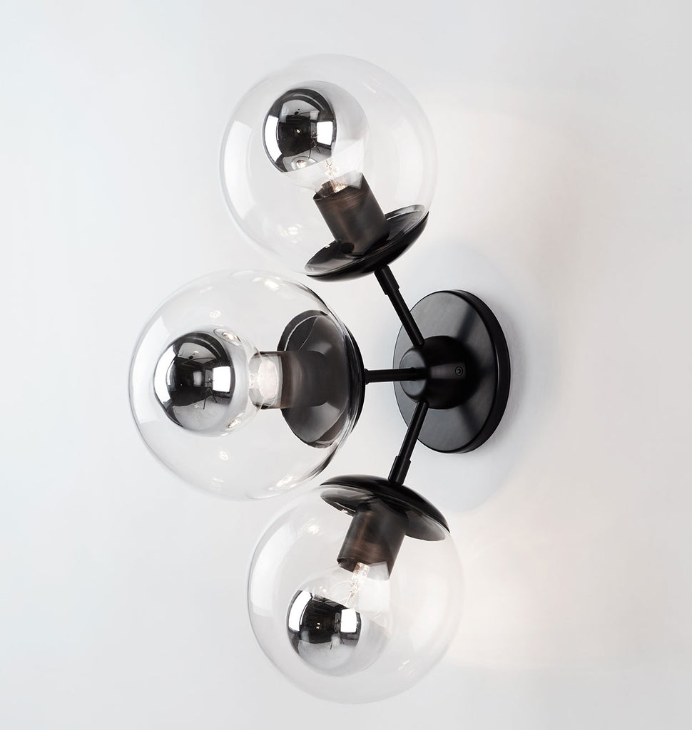 Sconce - 3 Globes (Black/Clear)