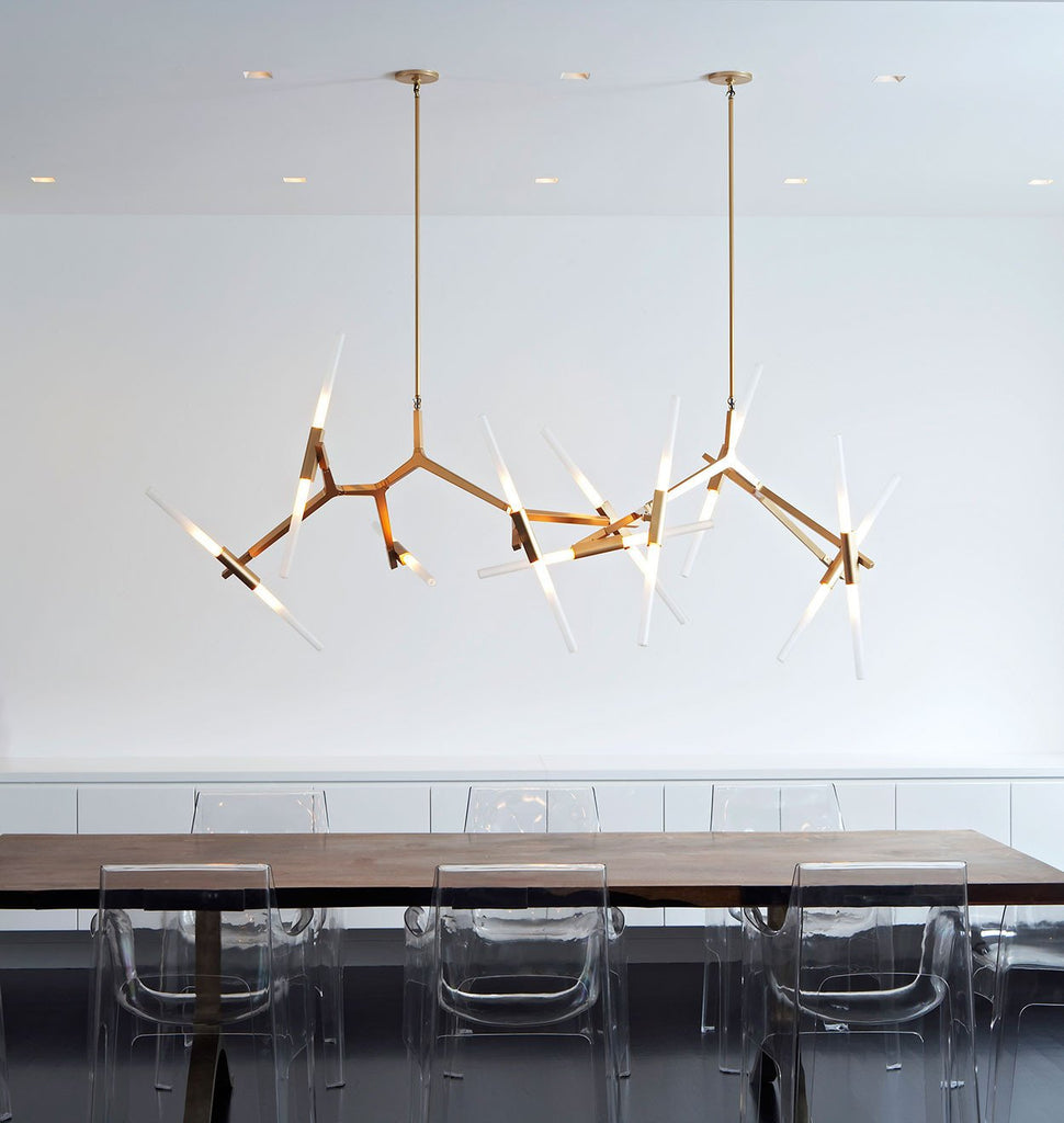 2x Chandelier - 10 Lights (Brushed brass/Straight-cut glass) — Park Avenue, New York