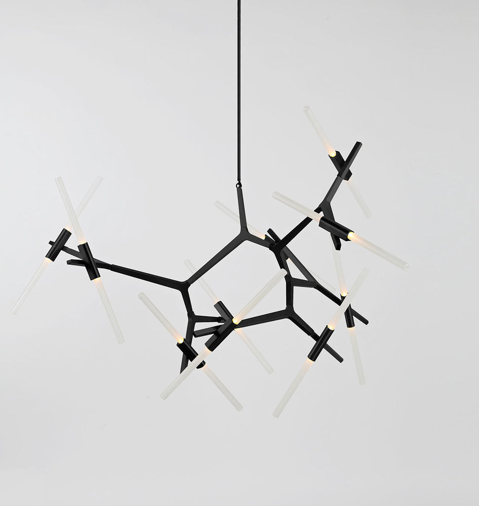 Chandelier - 20 Lights (Black/Straight-cut glass)