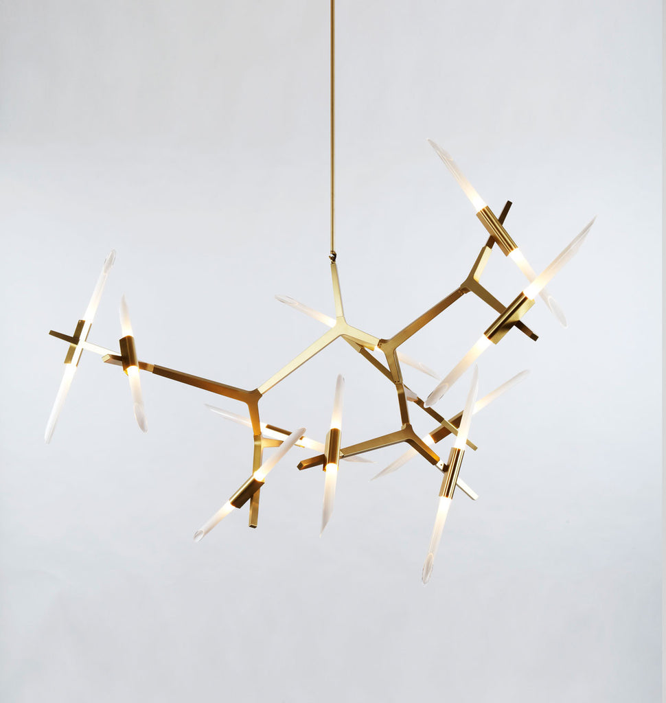 Chandelier - 20 Lights (Brushed brass/Angle-cut glass)