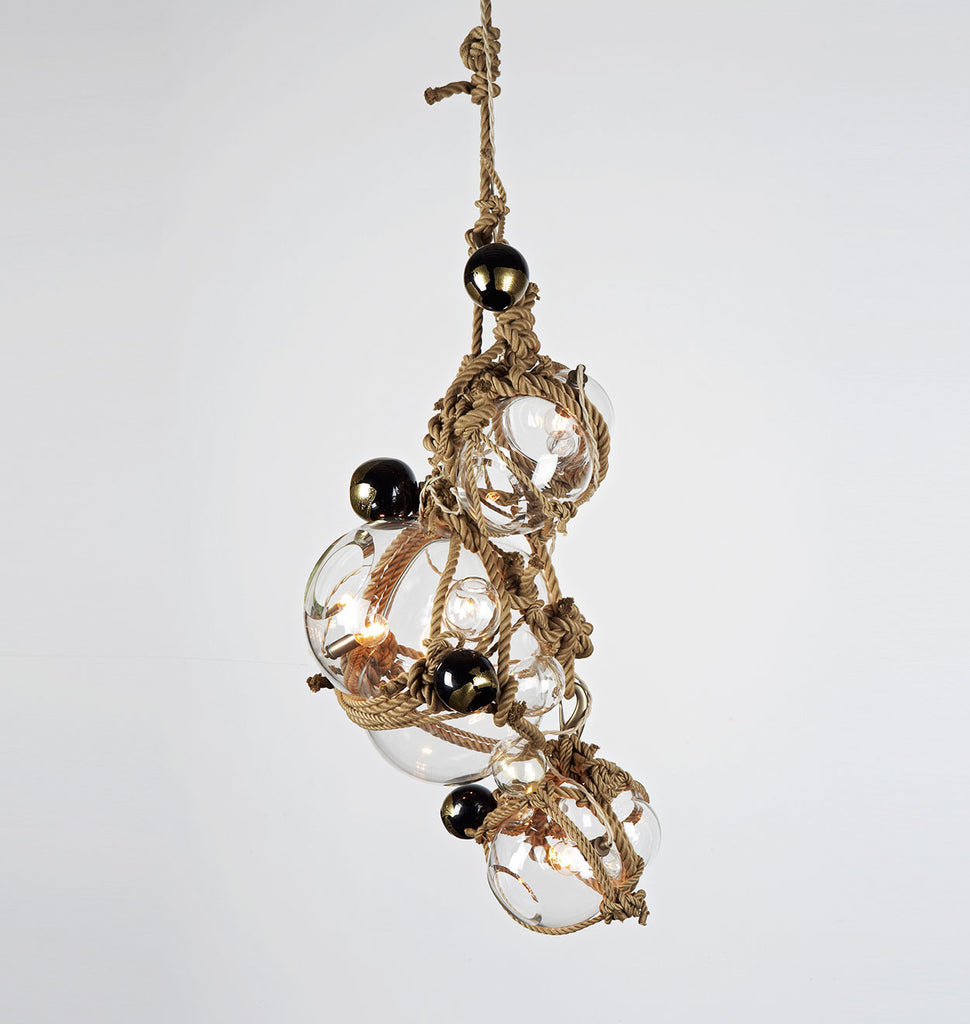 Chandelier - 1 Lg, 2 Sm Bubbles, 5 Barnacles (Khaki/Clear)