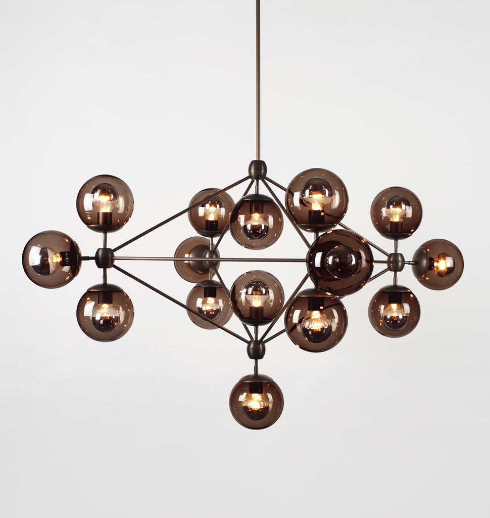 Chandelier - 4 Sided, 15 Globes (Bronze/Smoke)