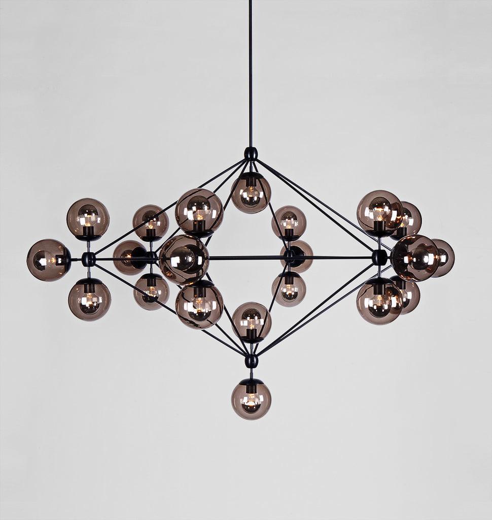 Chandelier - 6 Sided, 21 Globes (Black/Smoke)