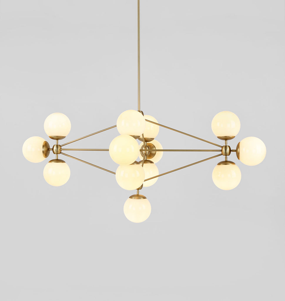 Chandelier - Diamond, 13 Globes (Brushed brass/Cream)