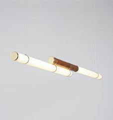 Double Pendant - 89 inches (Polished brass/Stained oak)