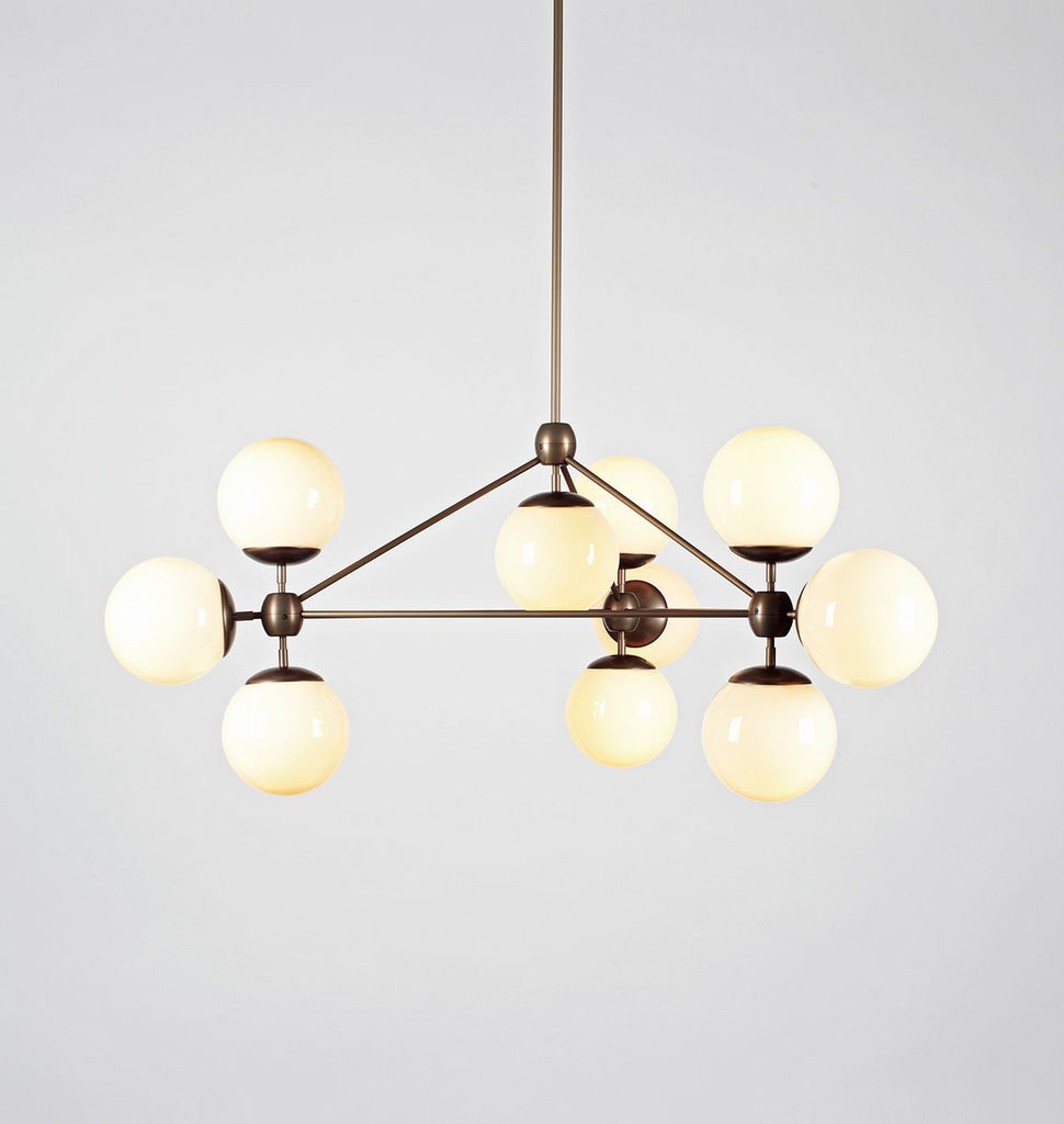 Chandelier - 3 Sided, 10 Globes (Bronze/Cream)