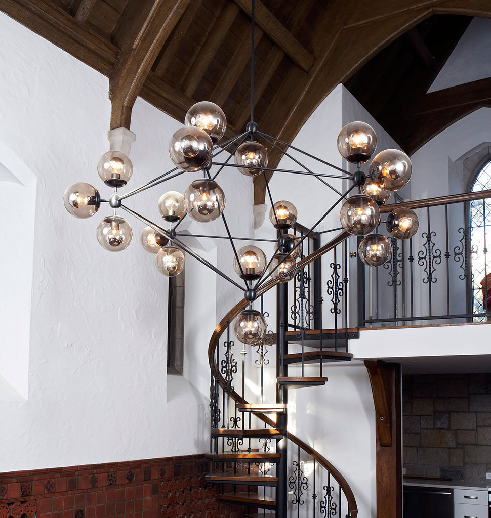 Chandelier - 6 Sided, 21 Globes (Black/Smoke) — Private Residence, New Canaan, Connecticut