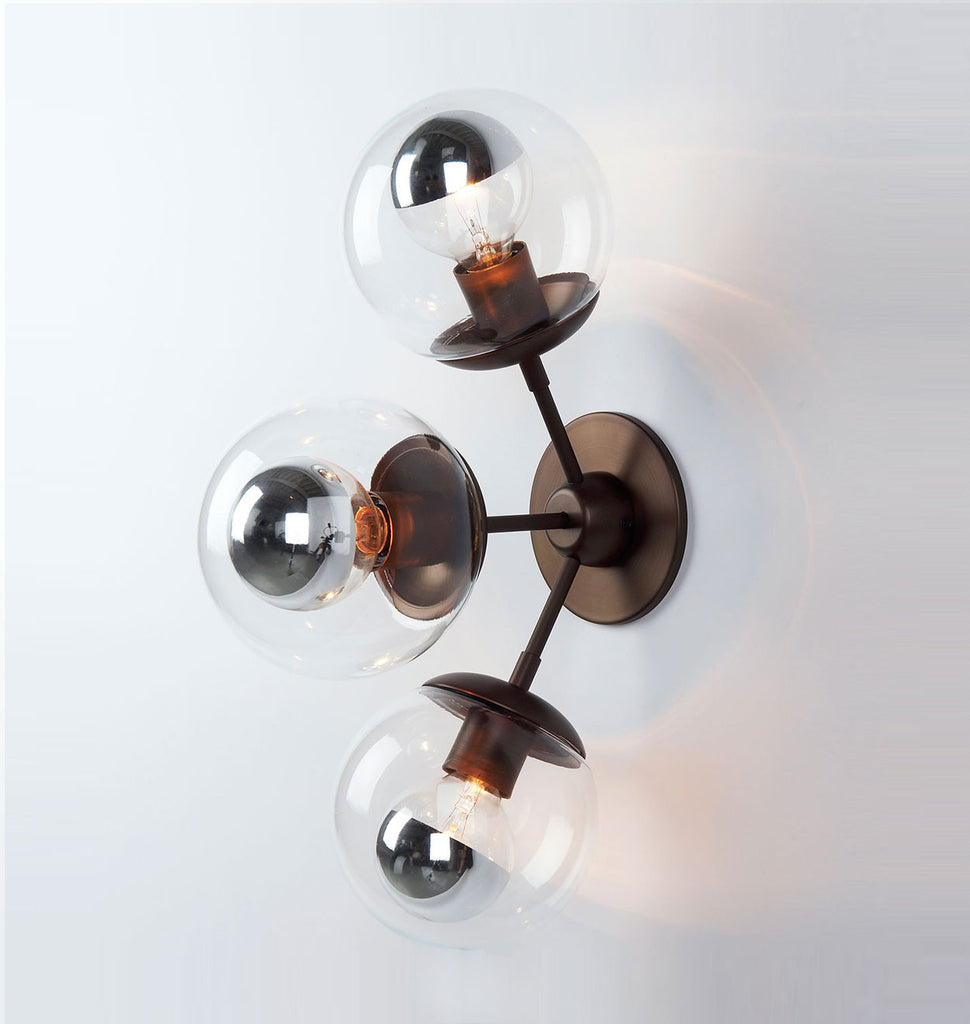 Sconce - 3 Globes (Bronze/Clear)