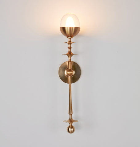 Single Arm Sconce (Unlacquered brass/Clear glass)