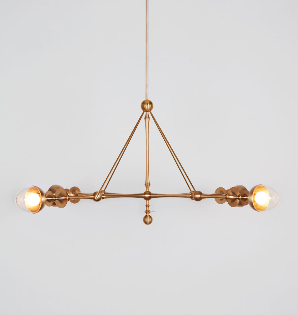 Four Arm Pendant (Unlacquered brass/Clear glass)