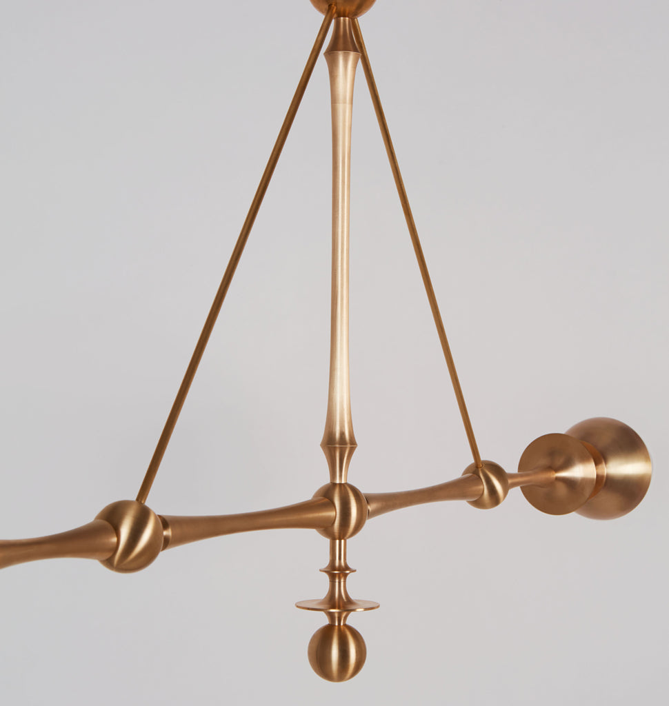 Two Arm Pendant (Unlacquered brass/Clear glass)