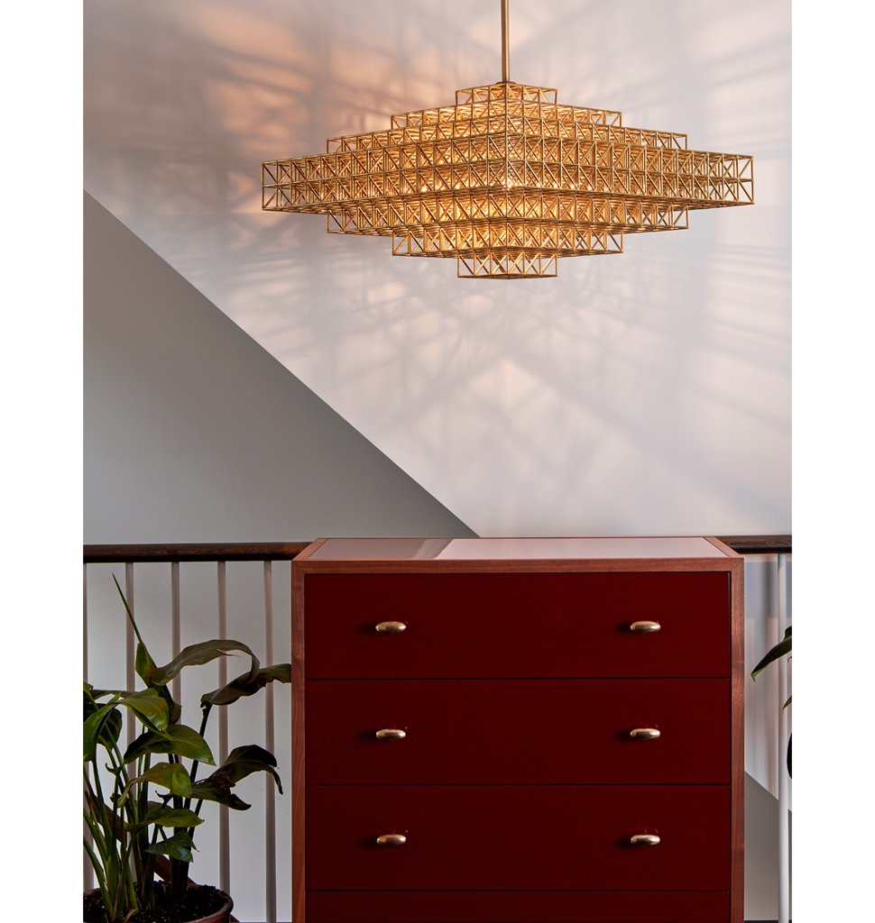 Pendant - 4059 (Raw brass) — Roll & Hill Showroom, New York City. Image by Joseph De Leo