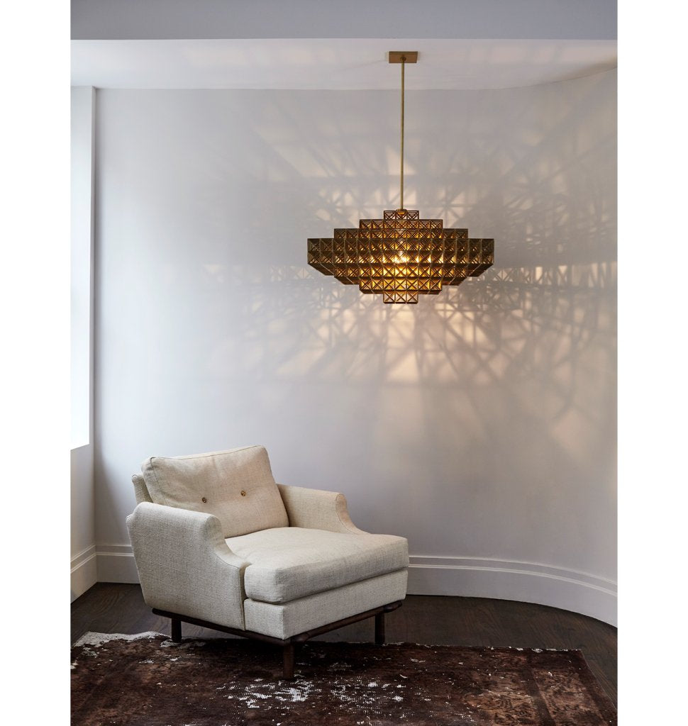 Pendant - 4059 (Raw brass) Roll & Hill Showroom, New York City. Image by Joseph De Leo