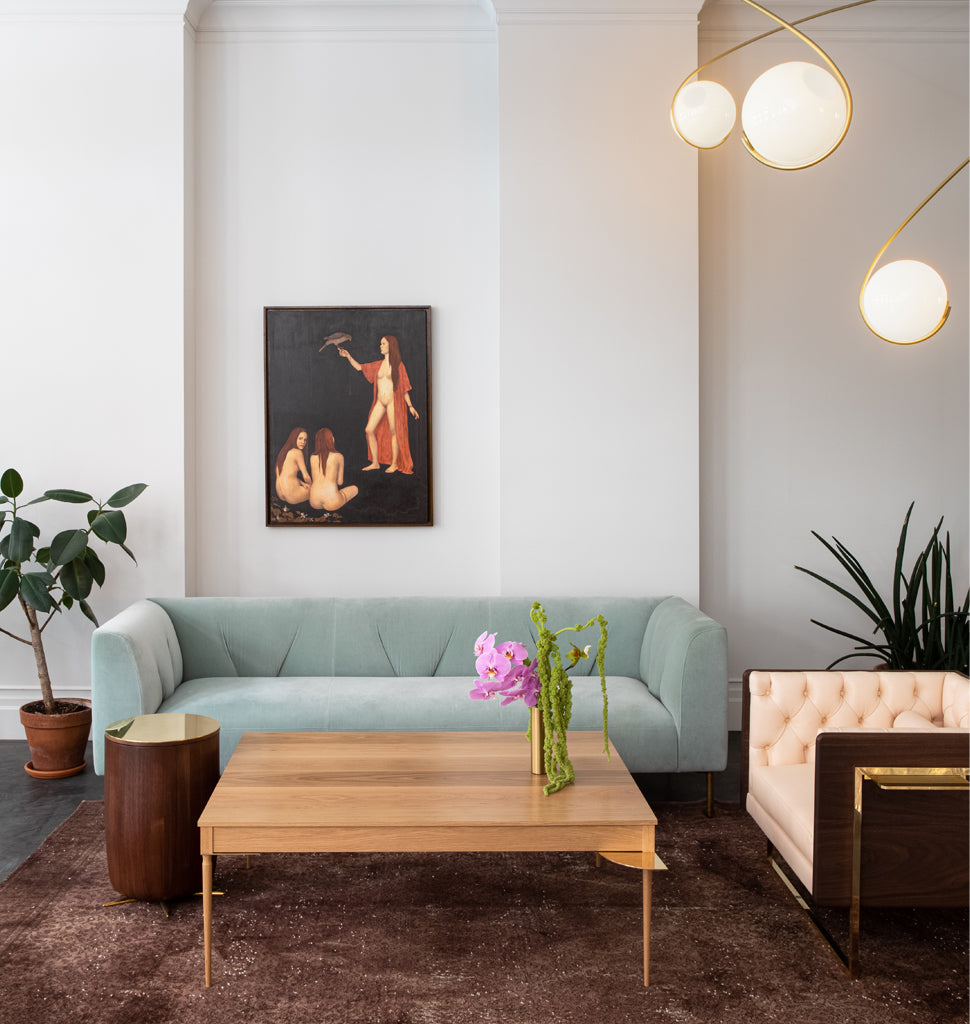 The Cain Coffee Table (White Oak) — Roll & Hill Showroom, New York City. Image by Sarah Elliott