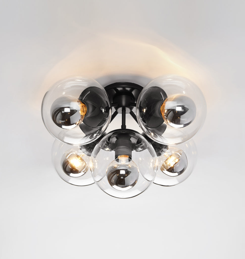 Ceiling Mount - 5 Globes (Black/Clear)